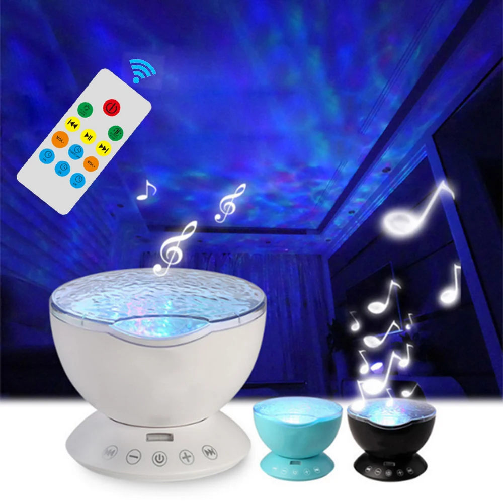 

USB LED Star Ocean Wave Projector Night Light Galaxy Starry Sky Projector Night Lamp With Music Speaker for Kids Children