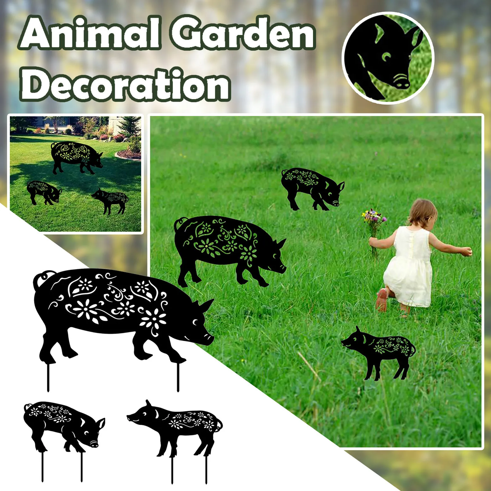 

Plant Markers Outdoor Yard Black Inserts Inserts Animal Garden Pig Acrylic Art Hollow Patio Happy Birthday Yard Signs with Name