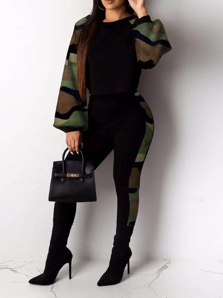 

Женский осенне-зимний топ с рукавом-фонариком и брюки-карандаш