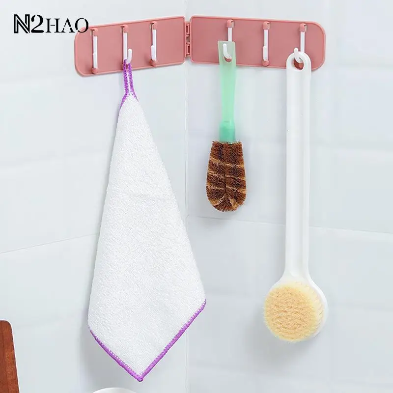 

Самоклеящиеся складные Угловые настенные вешалки для дверей, крючки, многофункциональная Водонепроницаемая стойка для большой нагрузки, а...