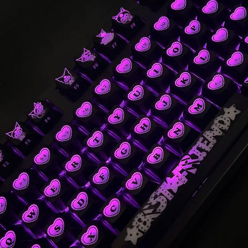 

Полупрозрачные колпачки для клавиш OEM, двухмерная анимационная тема Kurome для механической клавиатуры «сделай сам», колпачки для клавиш с подсветкой 108 клавиш