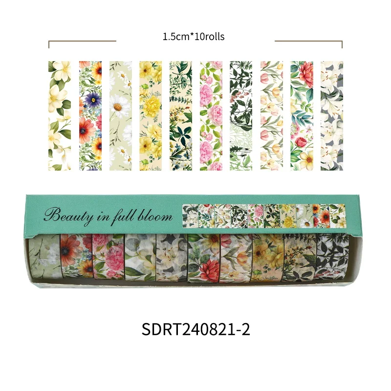 

Набор из 10 рулонов винтажных цветочных малярных лент