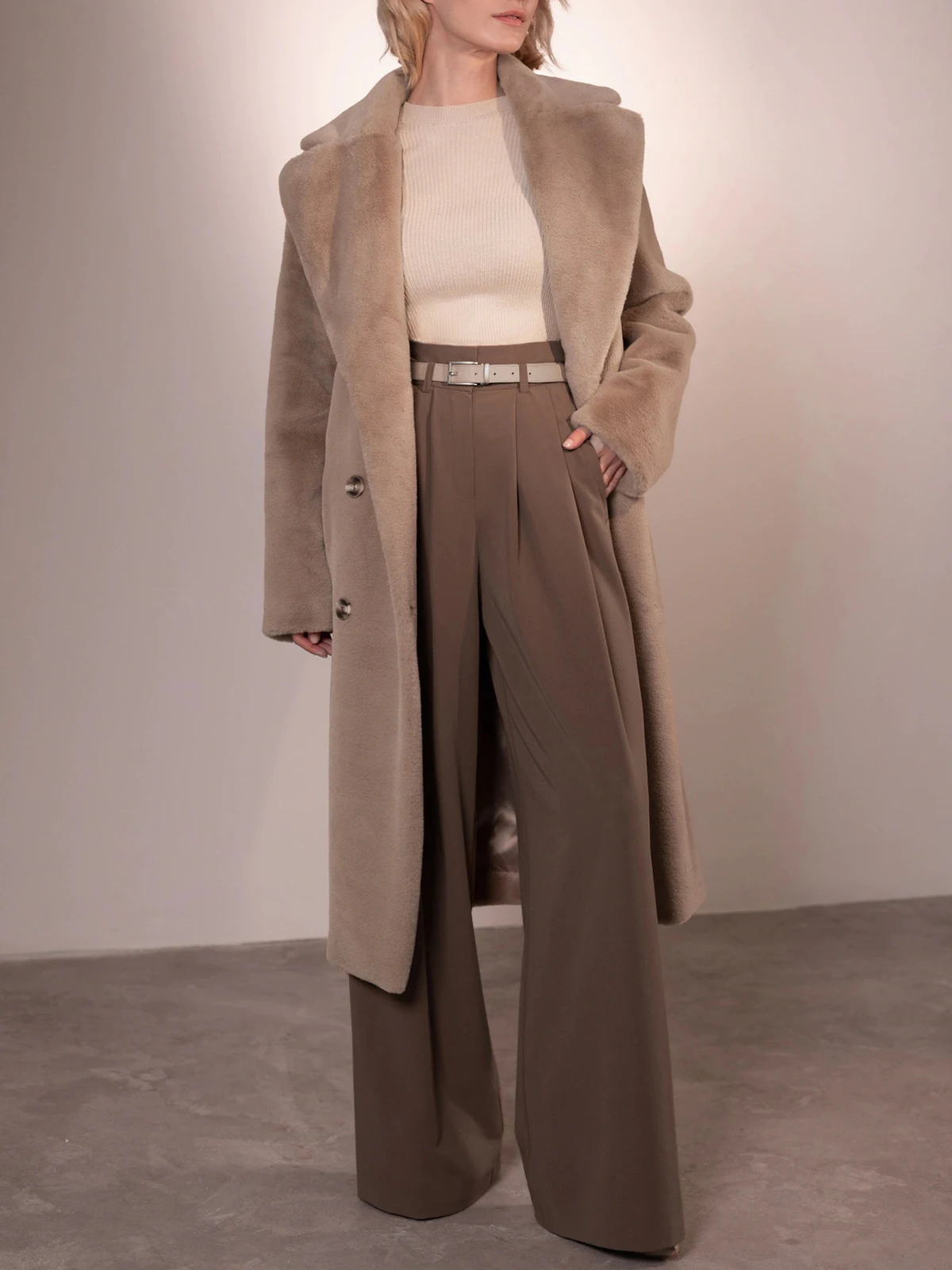 Winter Faux Fur Coat Women 2022 Turn Down Collar Thick Warm Long Jackets Female Casual Loose Coat Oversize Outwear With Belt