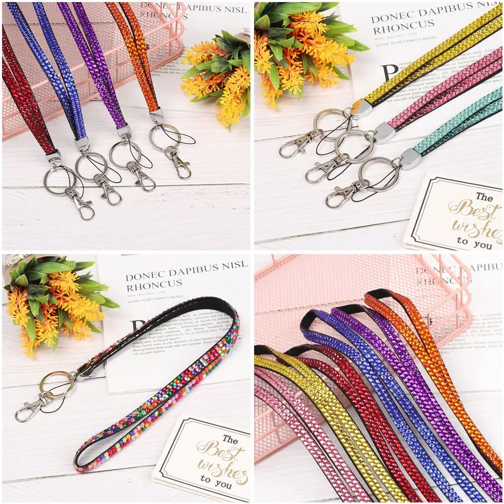 

1pc Badges Retractable Card Holder Crystal Hanging Rope Necklace Neck Strap Lanyard