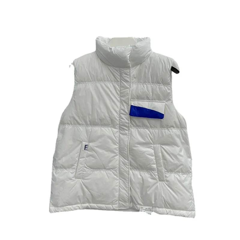 

New Korean Stand-up Collar Down Jacket Women's Vest 2022 Casual Warm Vest Winter Sleeveless White Black Clothes H298
