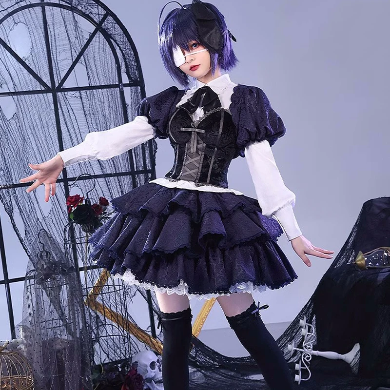 

Anime Take On Me Cosplay Costumes Takanashi Rikka Dark Lolita Dress Women Female Cosplay Clothing Halloween Carnival Party Wig
