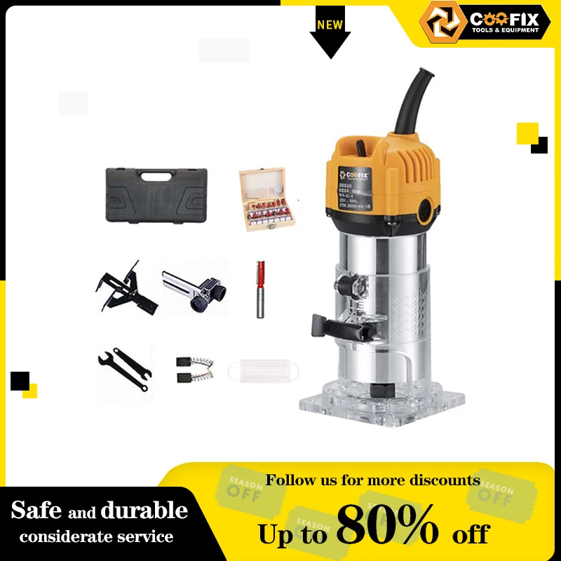 

Wood Router with Collets Router Bits 800w Laminate Milling Engraving Hand Machine Joiner Tool Electric Trimmer for Slotting Tr