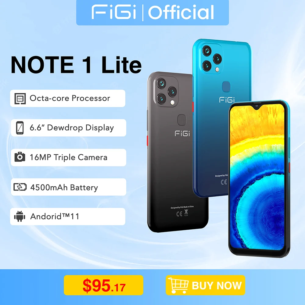 Cena [W Magazynie] FIGI Note 1 Lite Telefony Komórkowe 4GB 64GB Smartphone Octa Core Telefony Komórkowe 4500mAh Type-c 6.6 Cal Telefon Pełnoekranowy