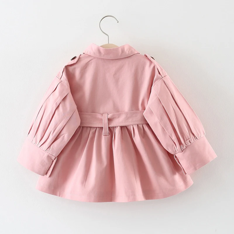 Fashion Baby Coat with Belt Cotton Autumn Spring Baby Girl Clothes Solid Color Infant Jacket Baby Girl Coat 2 Colors images - 6
