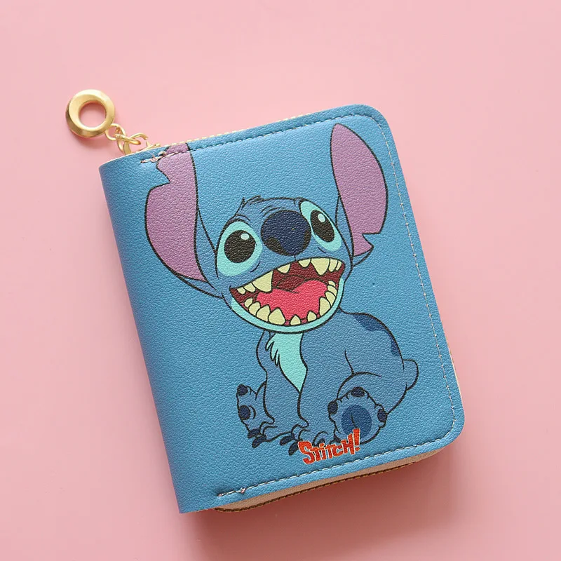

Disney Stitch Women Wallet Girl 2023 New Fashion PU Short Zipper Student Cartoon Print Mini Wallet Coin Purse Card Bag