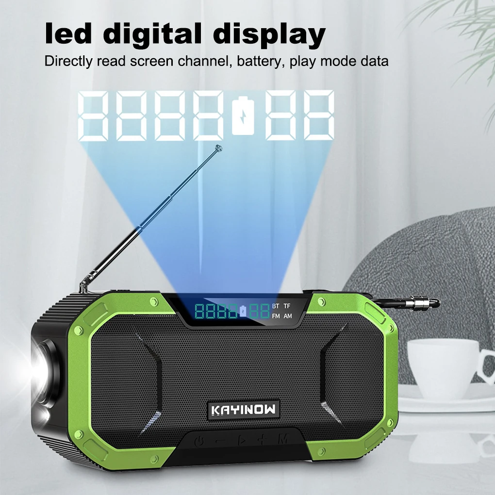 

Hand Radio Solar Crank AM/FM Weather Radio Use 5000mAh Power Bank Charger Multifunctional For Smartphone IPX6 Waterproof