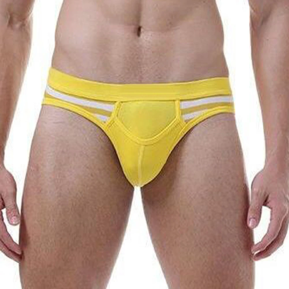 

Men Sexy Briefs Striped Underwear Breathable Bulge Pouch Underwear Soft Mid Waist Underpants Bikini Trunk Man's Lingerie Knicker
