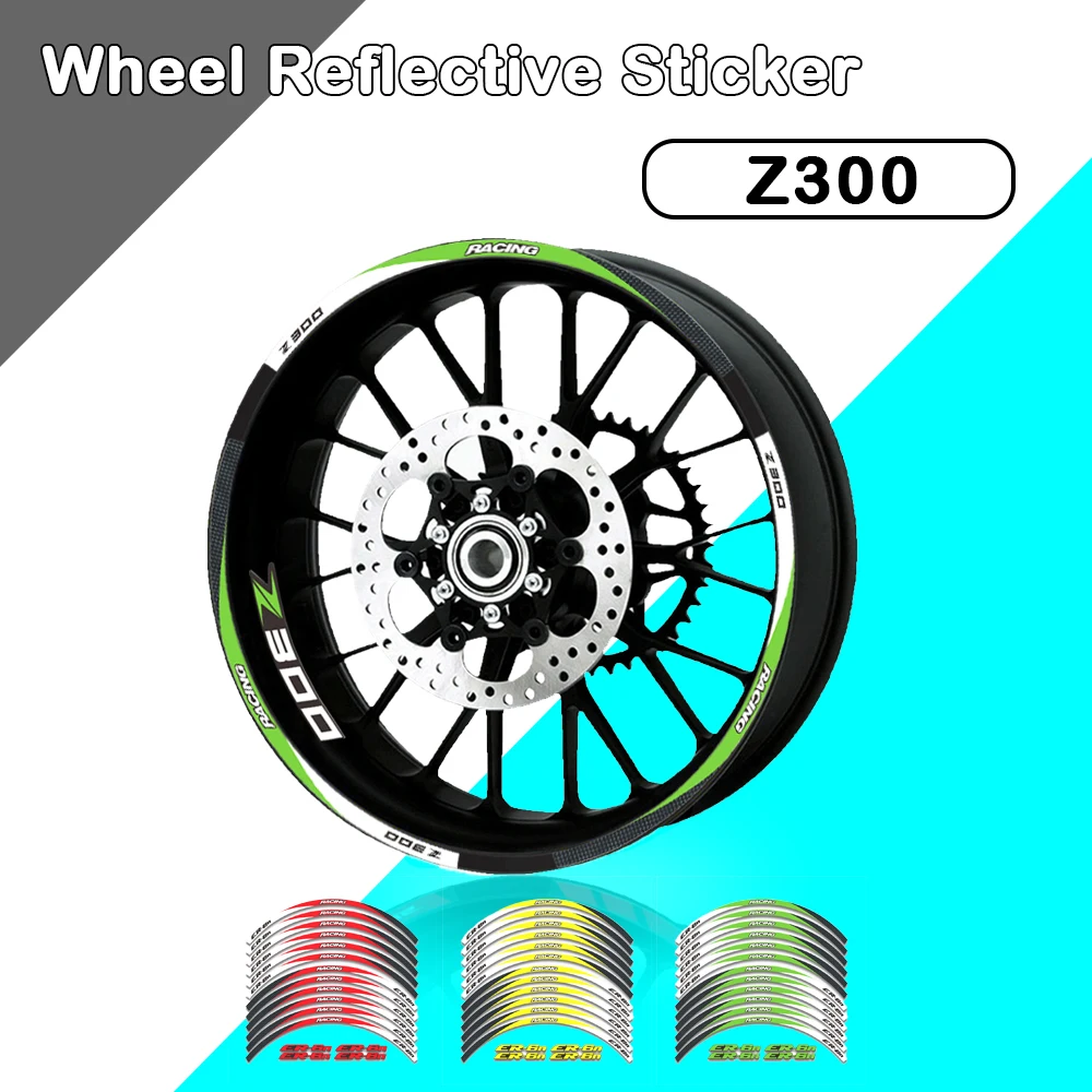 

for KAWASAKI Z300 Z 300 Reflective Rim Tape Strips for Motorcycle Car Wheel Tire Stickers Motorbike Auto Decals