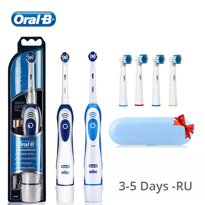 Oral B-회전 깨끗한 성인용 전동 칫솔, DB4010, 교체용 헤드 4 개 포함