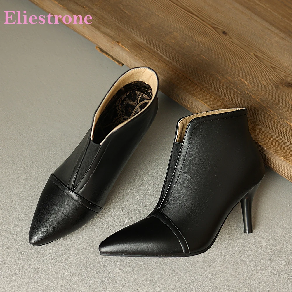 

Женские ботильоны с острым носком, черные или Бежевые ботинки на высоком каблуке, большие размеры 32, 11, 43, 45, 48, зимний сезон 2022