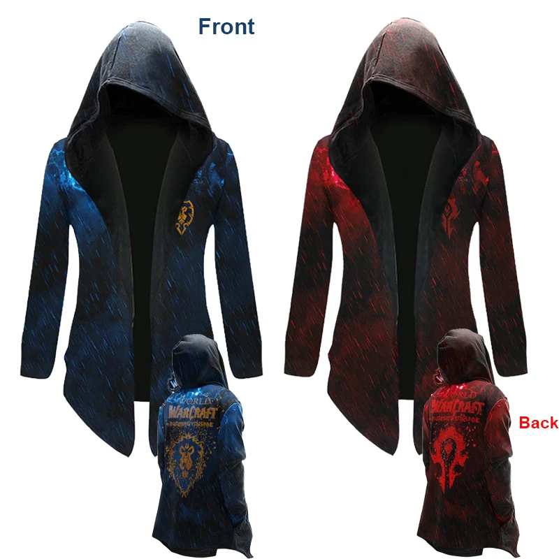 

2021 World of Warcraft Cosplay Trench The Horde Cosplay Costume Mid-length Plush fabric Jacket Halloween Adult Game Theme Coat