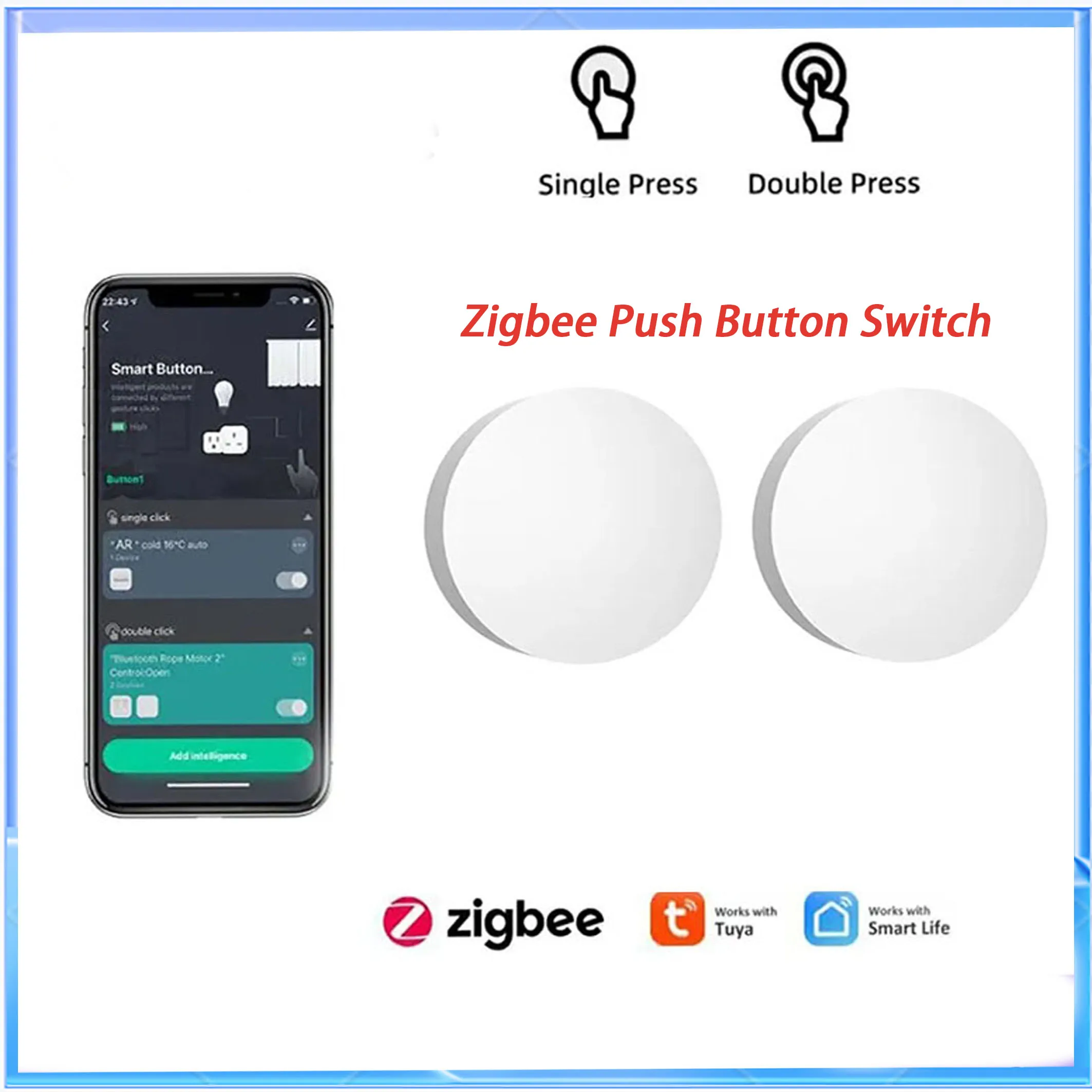 

Кнопочный переключатель ZigBee, автоматизация с питанием от батареи, работает с устройствами Smart Life Zigbee