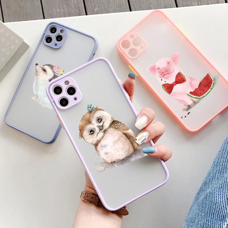 

Cute cartoon watercolor painting animal Phone Case for iPhone 8 7 Plus SE2 13 11 12 14 Pro MAX 14 Plus 12 13 Mini X XS XR Covers
