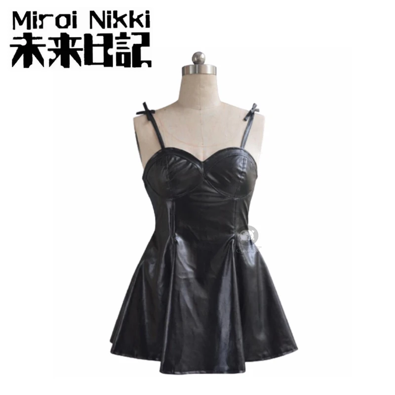 Аниме дневник будущего Gasai Yuno черное Повседневное платье из искусственной кожи
