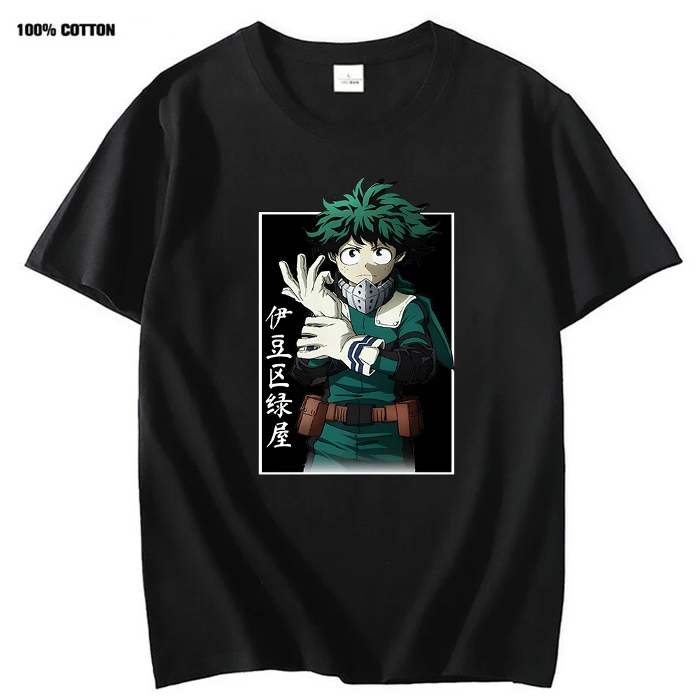 

Футболки Izuku Midoriya для женщин, моя геройская академия, футболка в стиле Харадзюку, топы из чистого хлопка, летние мужские футболки с коротким рукавом в стиле унисекс, оверсайз