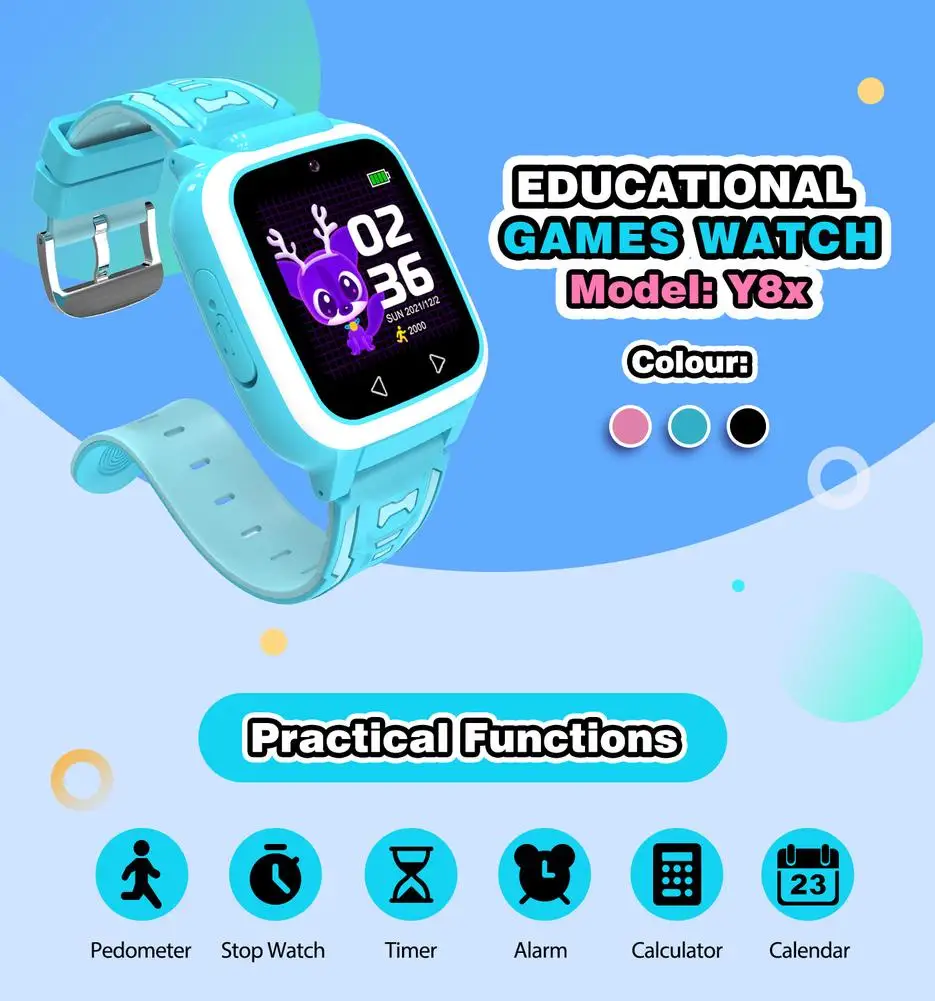 

Y8x Children Smartwatch Photo Recording Pedometer Gps Finder Anti-lost Monitor Student Watch With 25 Games Kids Watch