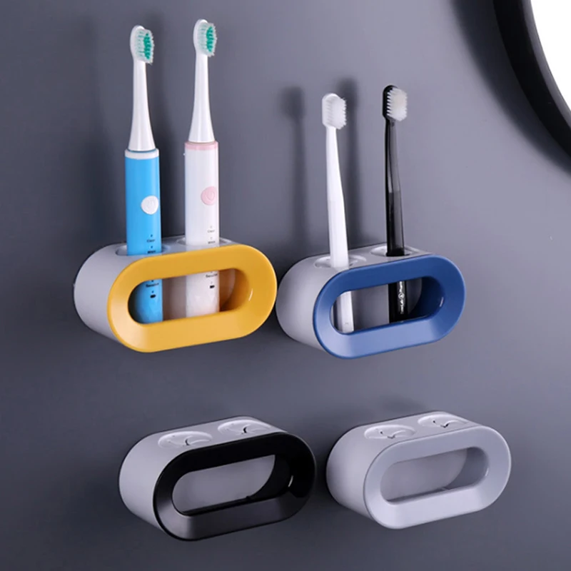 

ABS Toothbrush Holder Sanitary Wall-mounted Perforation-free Multifunctional Bracket Storage Box Hanger Stop Bathroom Good