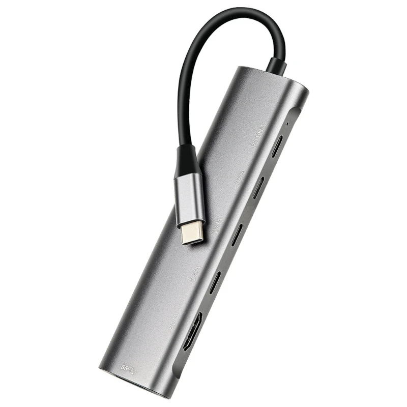 

Aluminum Alloy Type C Hub 6 in 1 USB Type C Adapter for Laptop, Tablet