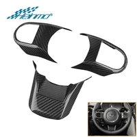 for mini cooper s f55 f56 f57 2022 car accessories steering wheel button panel cover real carbon fiber decal sticky decoration