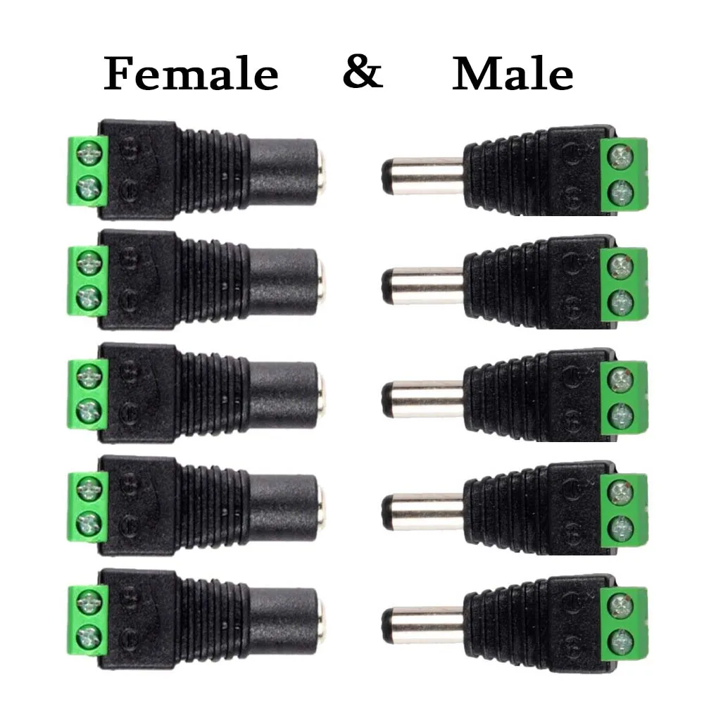 

5pairs DC 12V Male Female Connectors 2.1*5.5mm Power Plug Adapter Jacks Sockets Connector For Signal Color LED Strip CCTV Camera