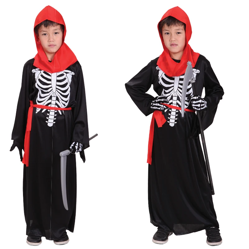 

Kids Cosplay Ghost Robe Scary Skeleton Jumpsuit Masquerade Carnival Party Clothes Stage Performance