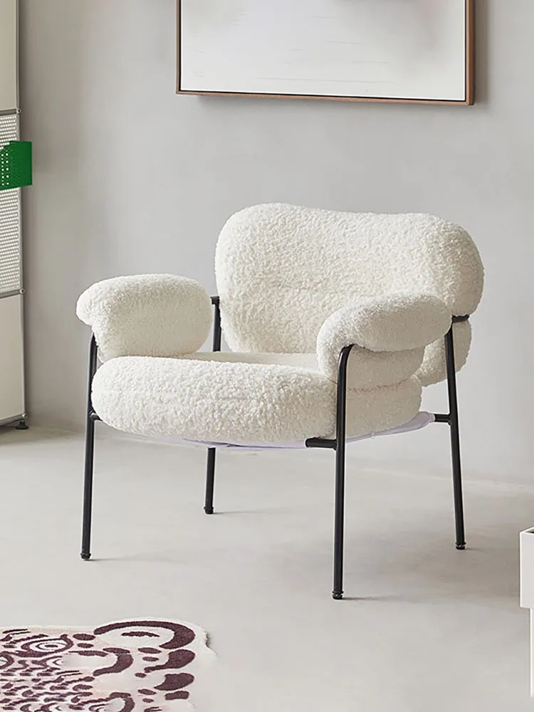 

Дизайнерское кашемировое кресло в скандинавском стиле для гостиной, мебель для одного человека, кресла для дивана, роскошные кремовые мягкие стулья для ленивых