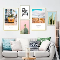 cactus car travel quotes wall art canvas painting nordic posters and prints pictures for living room home decor frameless