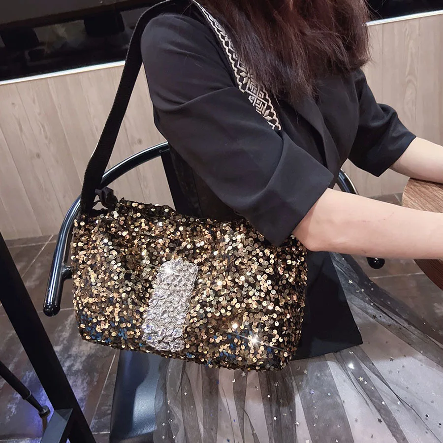 Роскошная сумка для пельменей с блестками и бриллиантами женская модная на одно