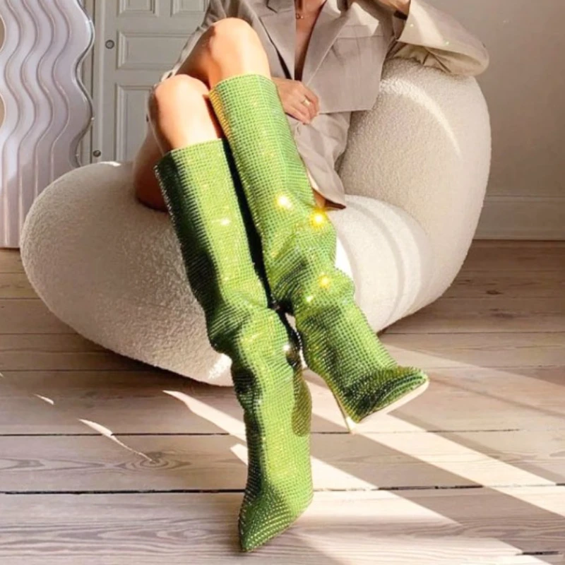 

Punk style autumn winter boots PU leather shoes woman 5 colors ankle boots high heels black thick platform long knee high boot43