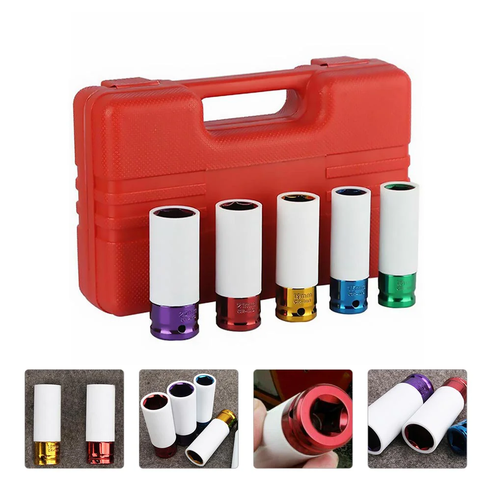 

5 Pcs Magnetic Sockets Jackhammer Tire Sleeve Efficient Disassembly Screw Accessory Pneumatic Manual Tool Car Accessories Steel