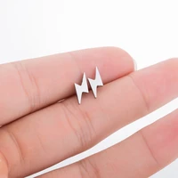tulx stainless steel stud earrings simple small lightning piercing earrings for women kids fashion jewelry accessories