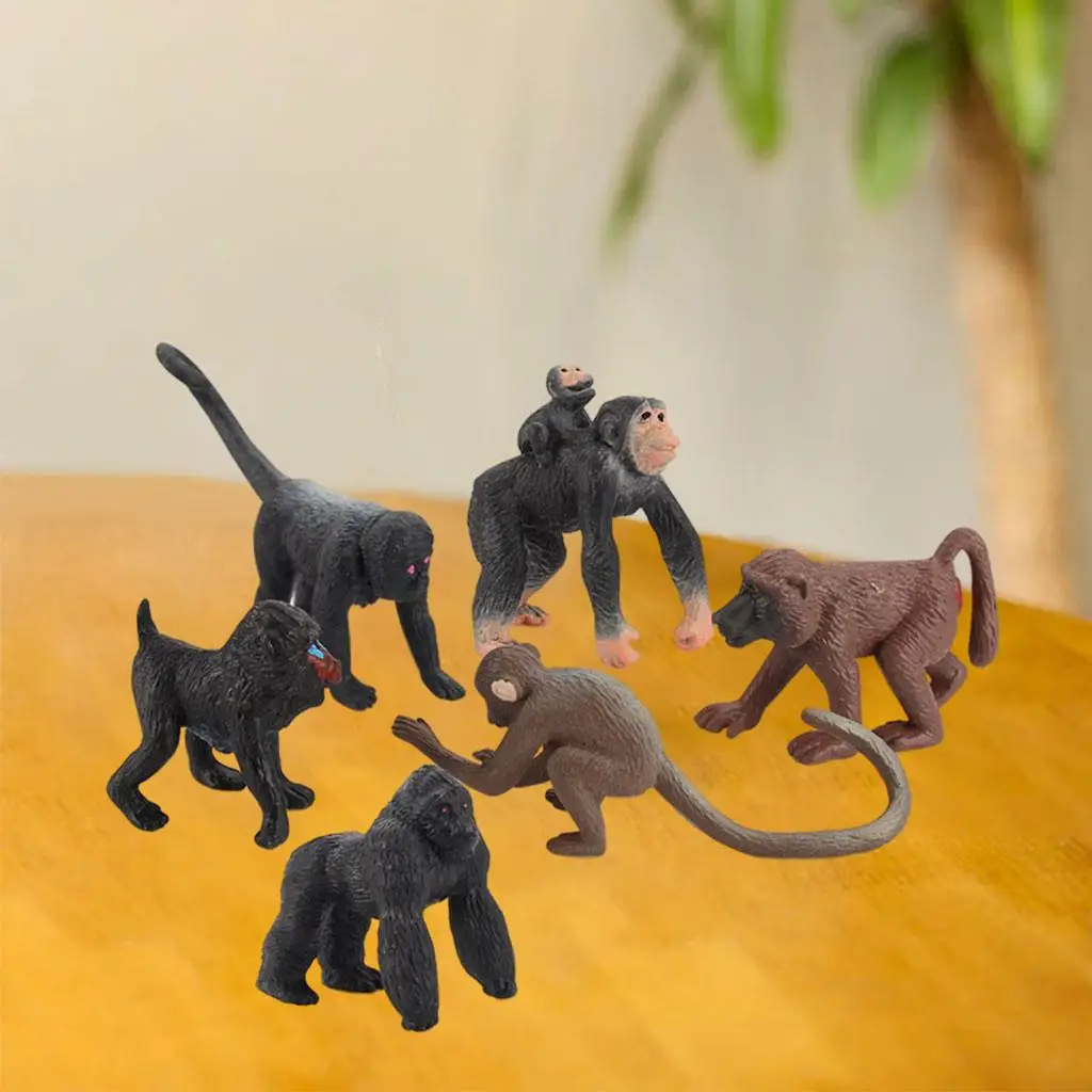 

6x Chimpanzee Figurine Preschool Toy Miniature Decor Playset Figures Animal for Gift