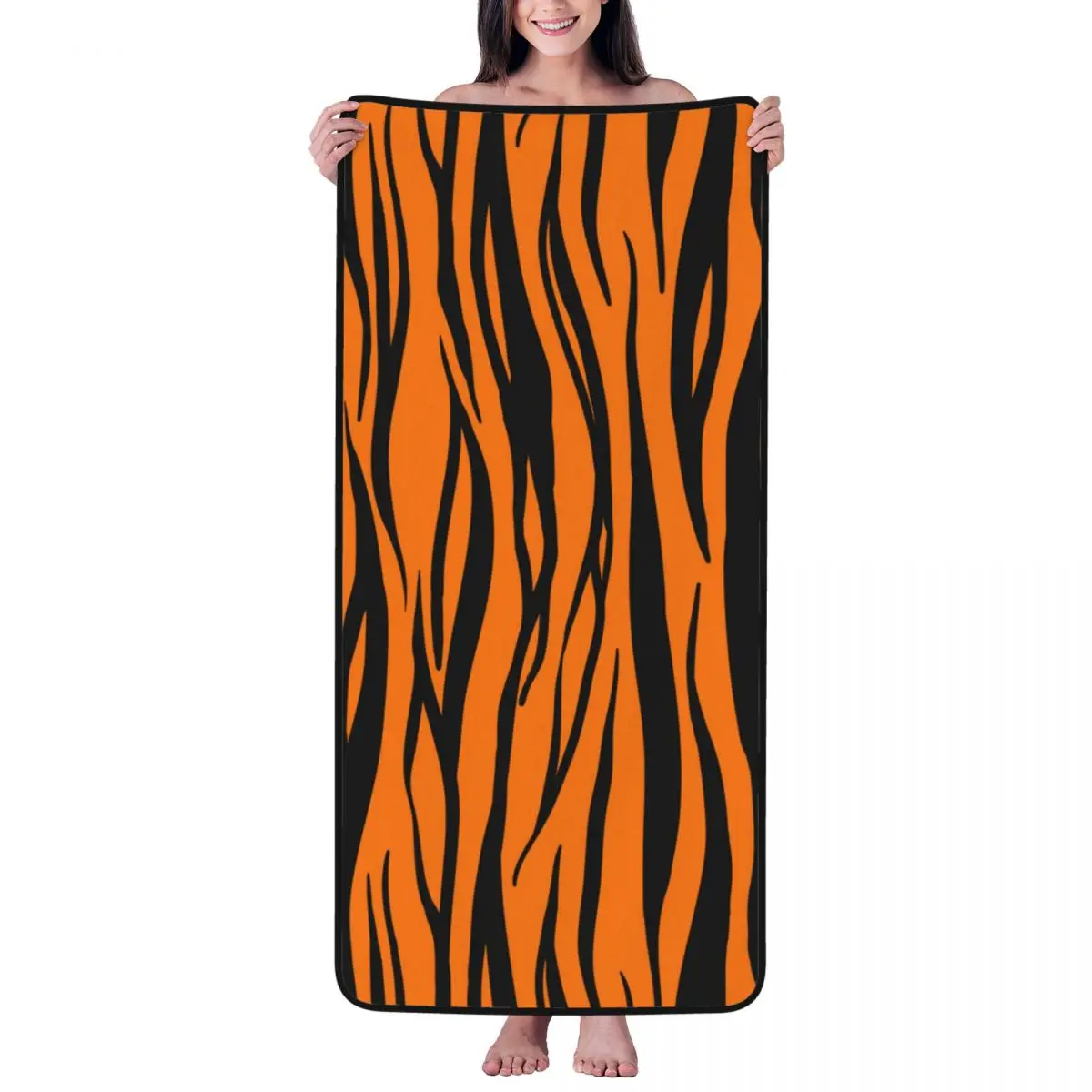 

Tiger Print Pattern Beach Towel for Adult Kids Microfiber Bath Towel Blanket for Camping Swim Pool Travel Beach Gym