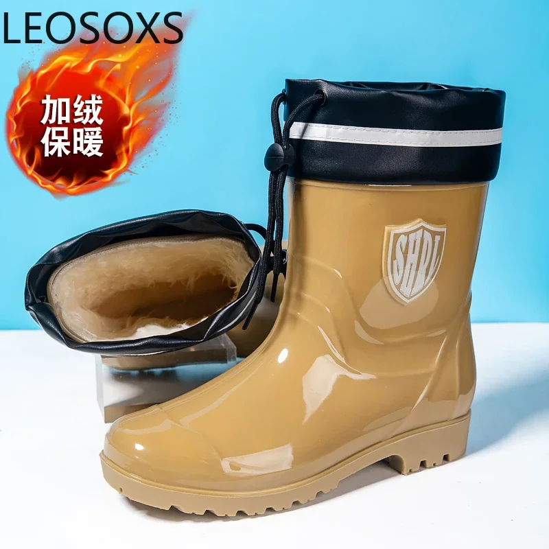 Новые зимние высокие мужские сапоги от дождя и хлопка повседневная мужская обувь