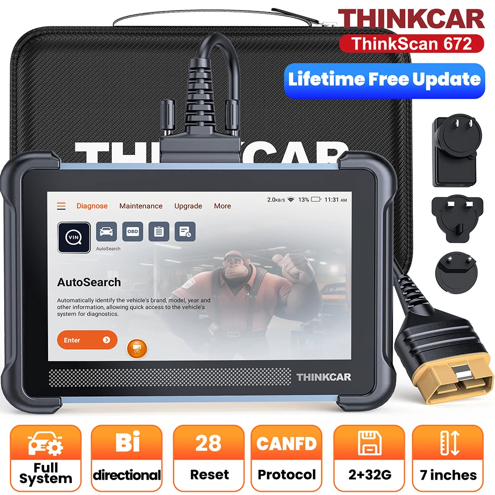 

THINKCAR THINKSCAN 672, профессиональный автомобильный диагностический инструмент CANFD, двунаправленный 28, сброс, полная система IMMO, бесплатные автоматические сканеры Obd2