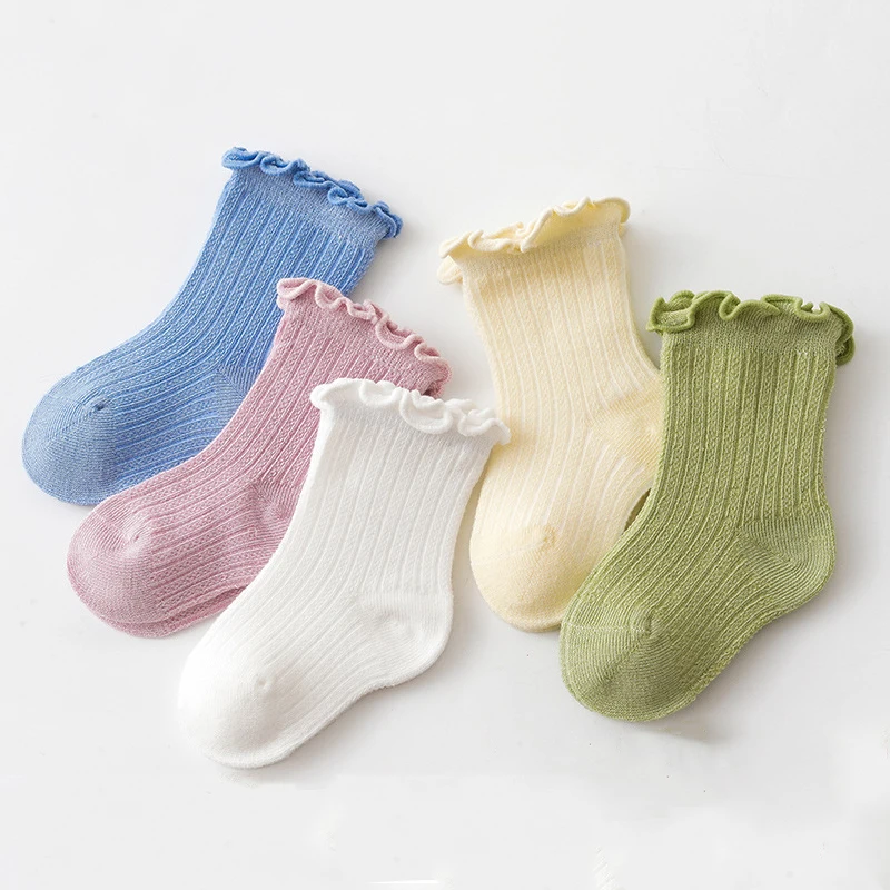 

Baby Socks Boys Girls Mesh Kids Frilly Solid Cotton Socks Infant Newborn Summer Children Ruffle Cute Socks 0-3T