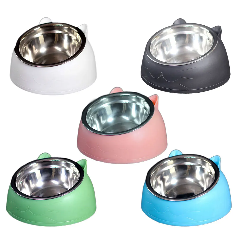 

200ml Stainless Steel Cat Bowl Drinkers Feeder Inclined 15° To Protect The Cat’s Cervical Spine Pet Supplies Dog Accessories