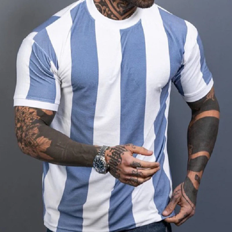 

Summer Men's T-shirt Stripe Jersey T-Shirt 3D Print Fashion Men's clothing Sports Grassland T Shirt Men T-shirt Simple Tee Tops