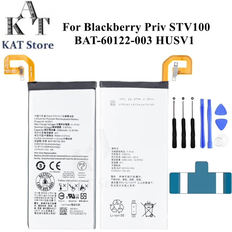 

Mobile Phone Battery For Blackberry Priv STV100 BAT-60122-003 HUSV1 3360mAh Rechargeable Accumulator Spare Parts Replacement