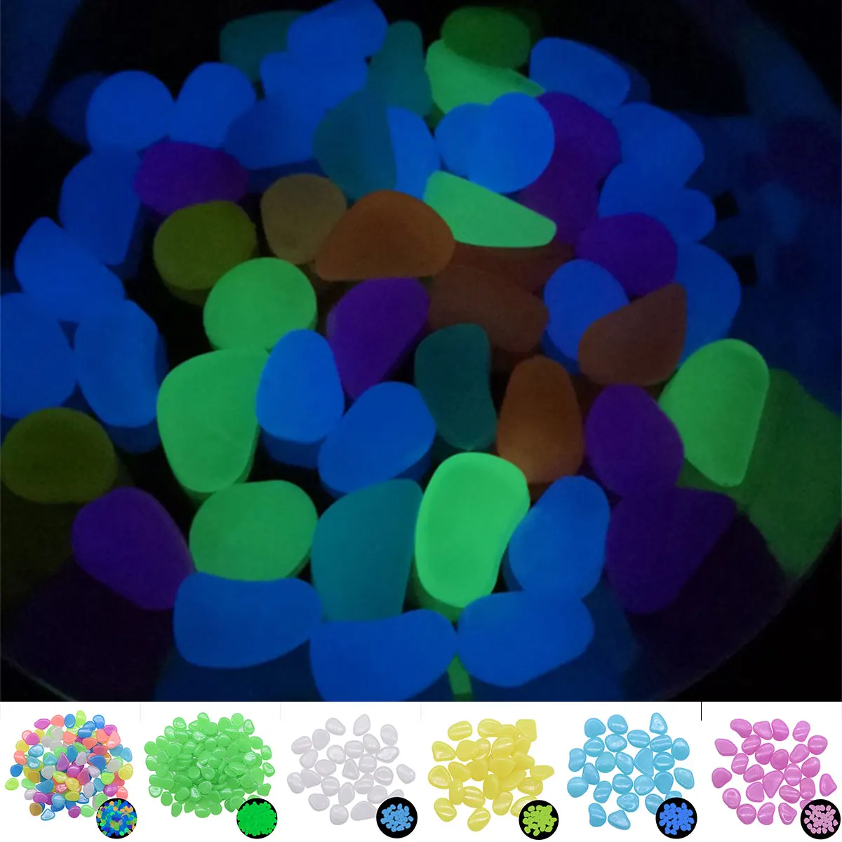 

New 100pcs Solar Glow Rocks Outdoor Decor Luminous Cobblestones Glow in the Dark Luminous Pebbles Solar Powered Glowing Stones