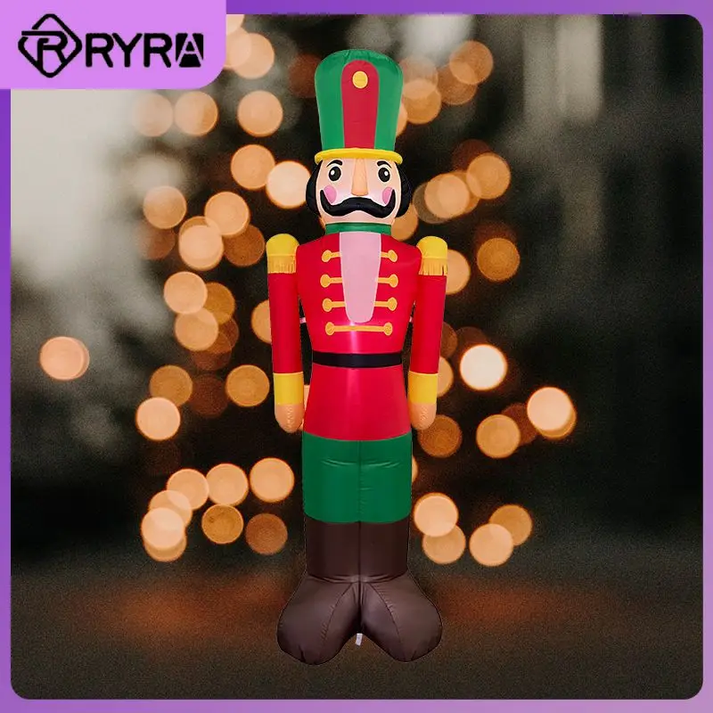 

7ft Tall Nutcracker Soldier Outdoor Courtyard Firm Christmas Decorations Aerate Tether Decorative Products Giantism Led Lights