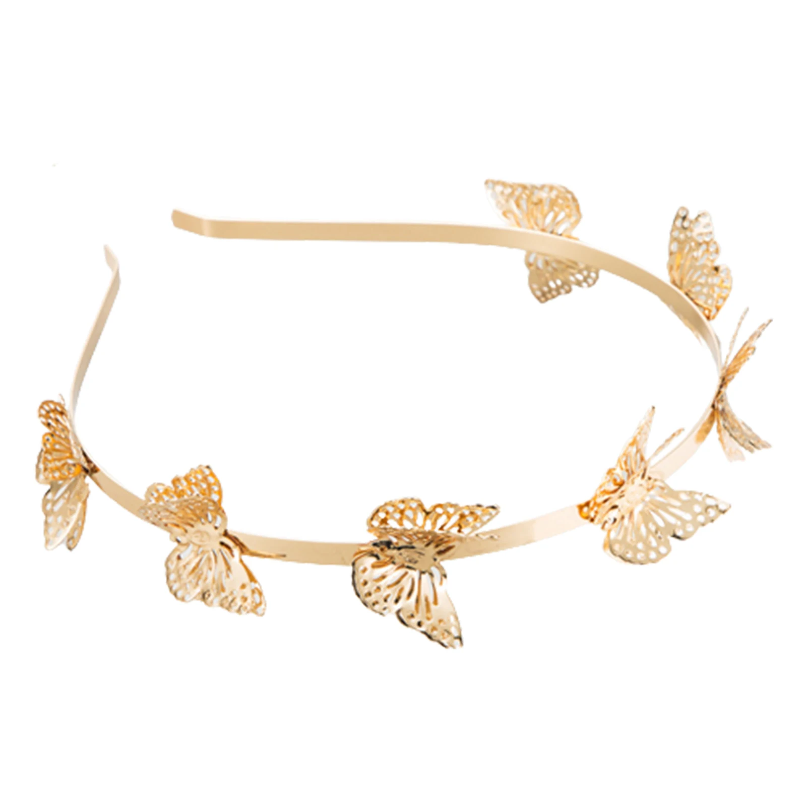 Bride Wedding Flower Crown Leaf Hairbands Butterfly Headbands for Women and Girls Gold Color Metal Headdress Hair Jewelry images - 6