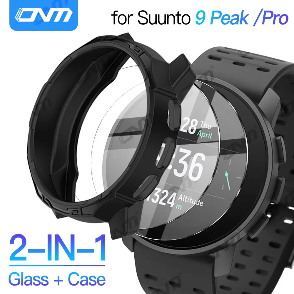 Custodia + Vetro Temperato Per Suunto 9 Peak / Pro 9H Premium Screen Protector & Bumper Cover Protettiva Per Suunto 9 Peak Accessoroy