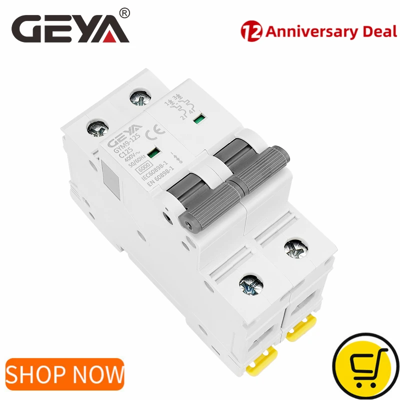 GEYA GYM9-125 DP MCB 80A 100A 125A Мини автоматический выключатель AC C Curve 2P Ширина 35 6 мм 400 в ка |