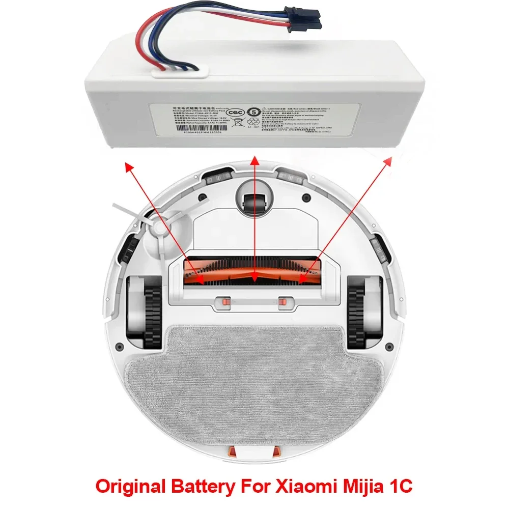Фото Новый аккумулятор 14,4 В 12800 мАч P1904-4S1P-MM для Xiaomi Mijia 1C STYTJ01ZHM, робот-пылесос, швабра, аксессуары, аккумулятор №3